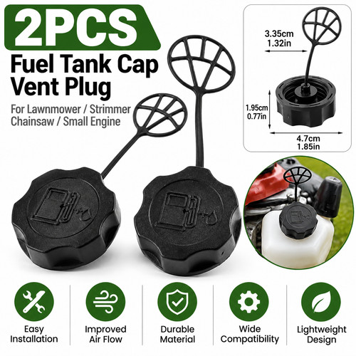 Black fuel petrol tank cap - 2x,